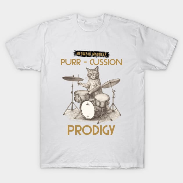 cat drummer T-Shirt by Tees of Joy